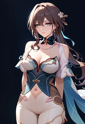 star rail,ruan mei,pants,wide-leg,strappy top  - AI generated anime art